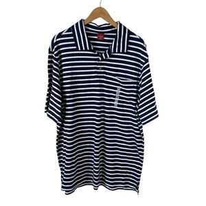 NEW JUNCTION WEST Striped Modal Blend Collar Short Sleeve Polo Blue White Sz XL